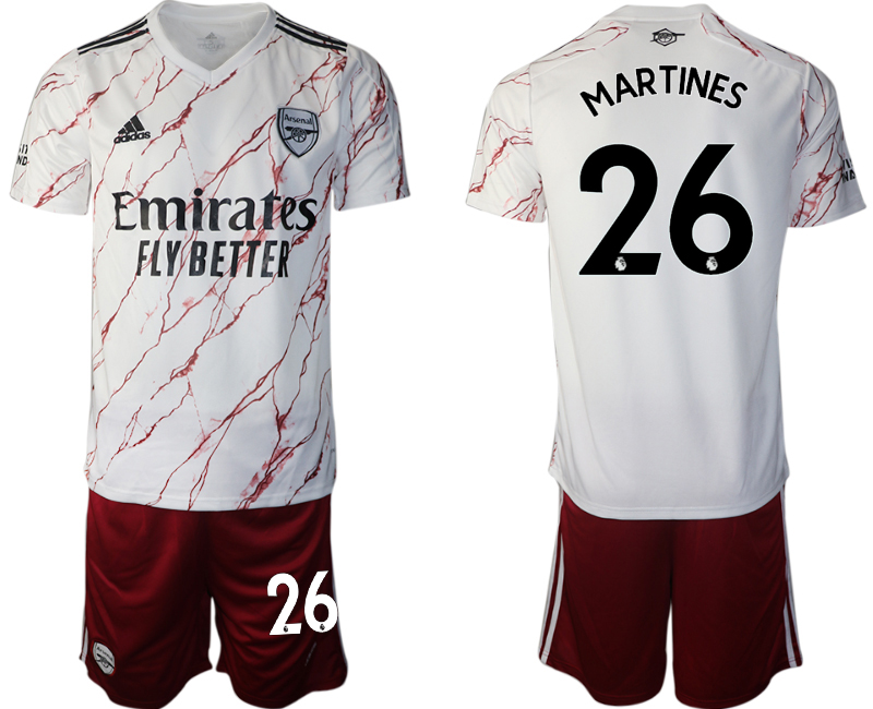 Men 2020-2021 club Arsenal away #26 white Soccer Jerseys
